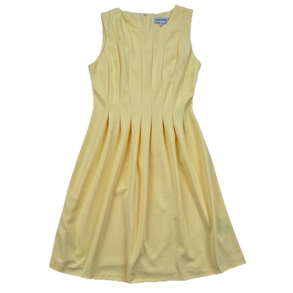 Shelby & Palmer Yellow Fit Flare A-Line Pleated Dress Womens Size 8 Sleeveless